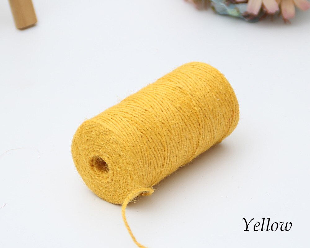 100M Natural Burlap Hessian Jute Twine Cord Hemp Rope Party Wedding Wrapping Cords Thread DIY Scrapbooking Craft Decor: yellow