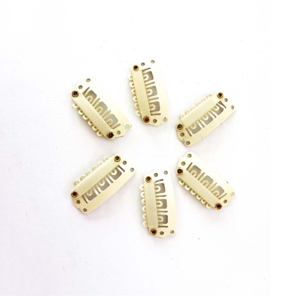 20pcs 2.8cm 6 teeth U Shape Snap Clips for Hair Extensions Wig Berets Caps Fix Clip-on Clips with Rubber BB Clips For Toupee DIY