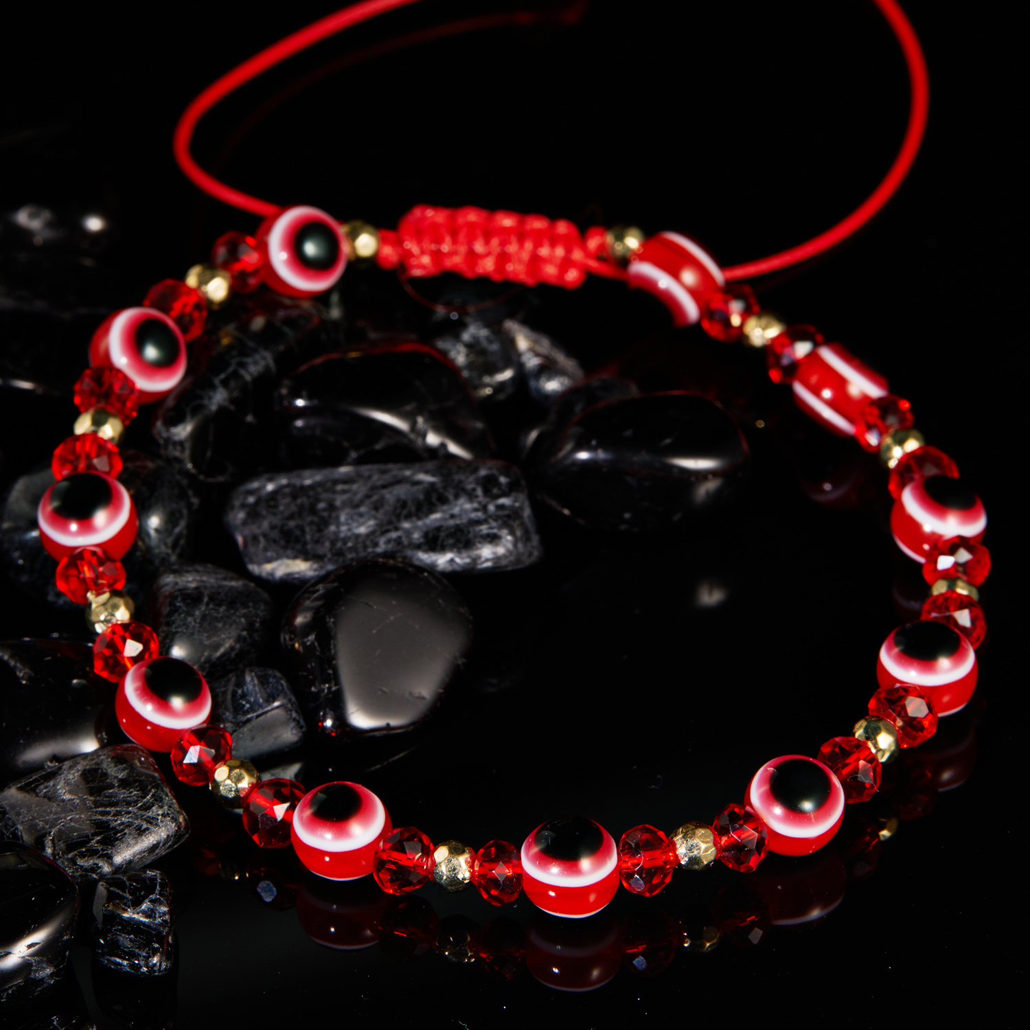 Pulseras turcas contra el mal de ojo, pulsera de cuentas de cristal coloridas para hombres y mujeres, joyería con dije de cuerda trenzada hecha a mano: Marrón rojizo