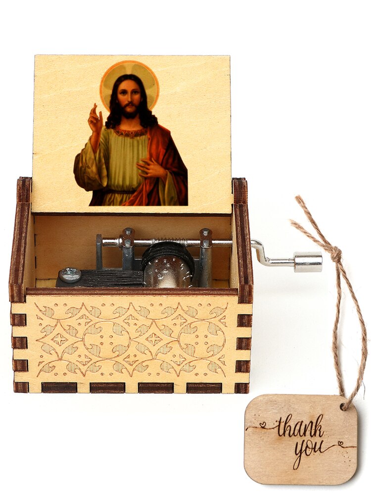 Vintage Engraved Music Box Wooden Musical Box 3D Printed Amazing Grace Theme Music Box Christmas Birthday: P-YS-63