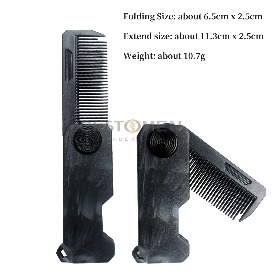 1/2/3 in 1 Pocket Folding Combs Plastic Wide Tooth Oil Head Comb Beard Combing Barber Clipper Comb Salon Hair Styling Tools: Brown