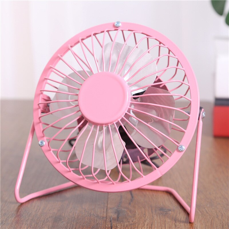 Draagbare Mini Ventilator Aluminium Blad Laste USB Smeedijzeren Fan Kantoor Computer USB Mini Elektrische Ventilator: Pink