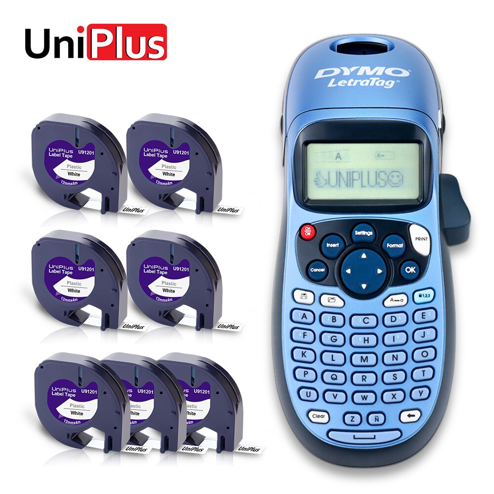 Dymo LT-100H Label Printer Portable Printer Dymo Labeller Label Machine with 7PK 91201 Black on White Label Tape Fit Dymo Tape