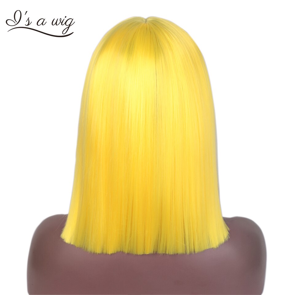 Ik Een Pruik Korte Rechte Synthetische Lace Front Pruik Blonde Roze Zwart Kant Pruiken Voor Zwarte Vrouwen Natuurlijke Pruiken