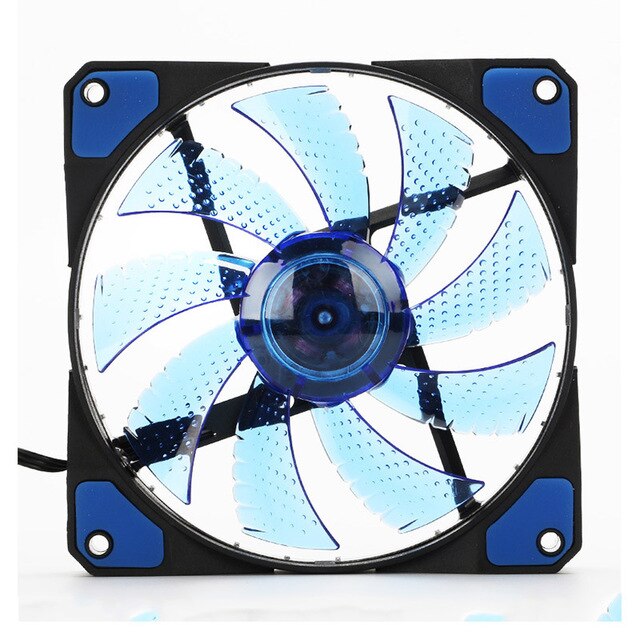 120mm LED Ultra Silent Computer PC Case Fan 15 LEDs 12V Cpu Heatsink Cooler master Cooling Fan DC 12V 4P 3P Connector: blue