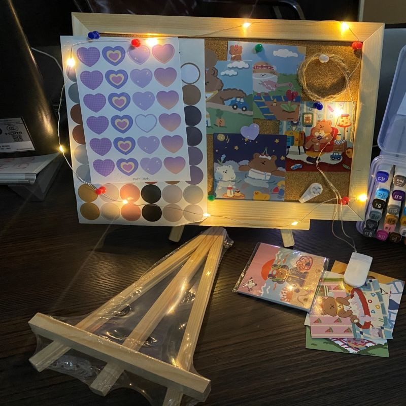 Student Flipchart Message Board Cork Board Message Wall Photo Wall Simple Family Background Note Board: Light Purple / 30x40cm