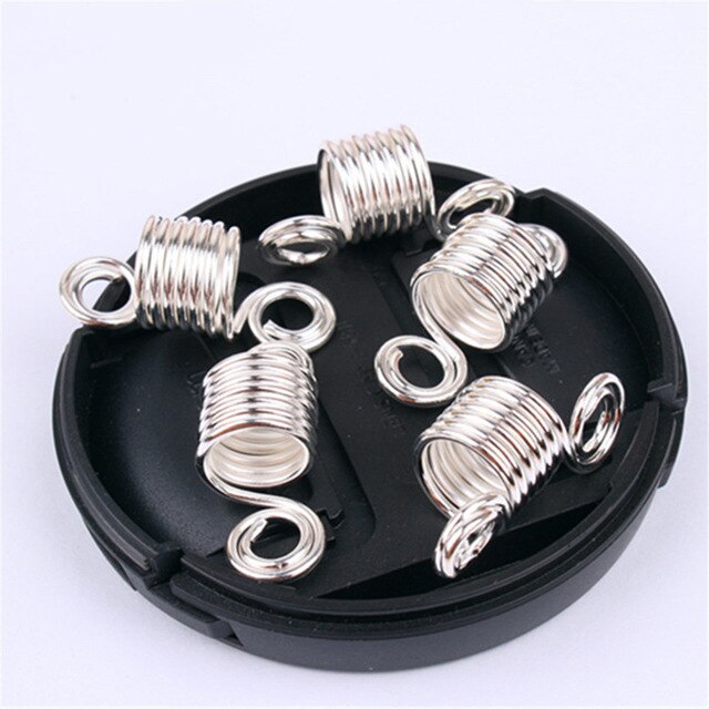 50PCS 10mm Hair Rings Braid Dreadlock Beads Stretch Spiral Shape Hair Cuffs Clips Tube For Braid Hairstyling Accessories Gold