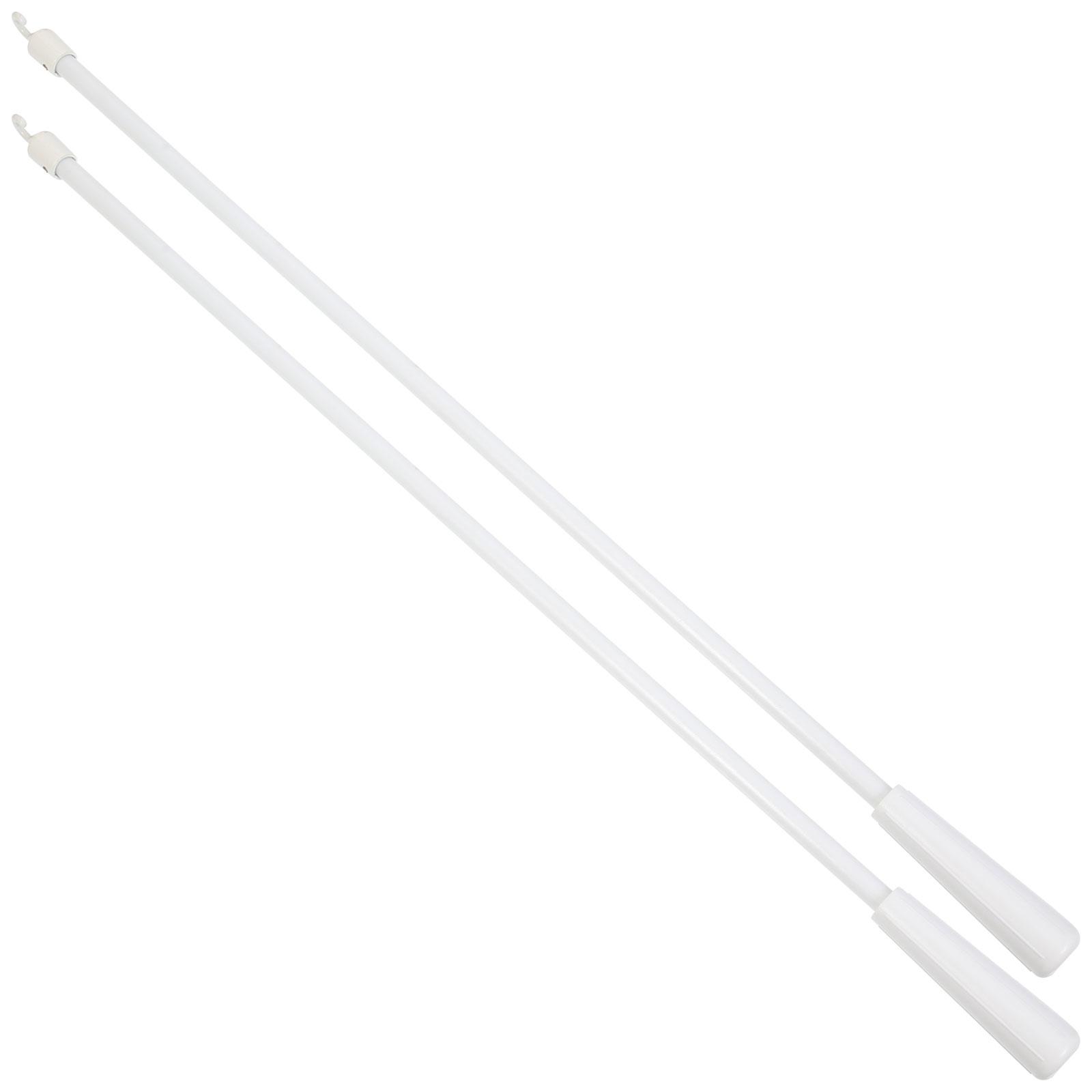 2 Stück 17-Zoll-Vertikaljalousien-Kippstangen aus weißem Fiberglas mit Haken, ausziehbare Vorhänge, Zugvorhänge, Zubehör, einfache Installation
