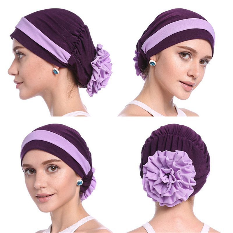 H133 frente dos colores turbante hijab estiramiento interior Hijabs cobertura completa gorras listas para usar mujeres pañuelo para la cabeza debajo del Hijab Bo: Hielo gris