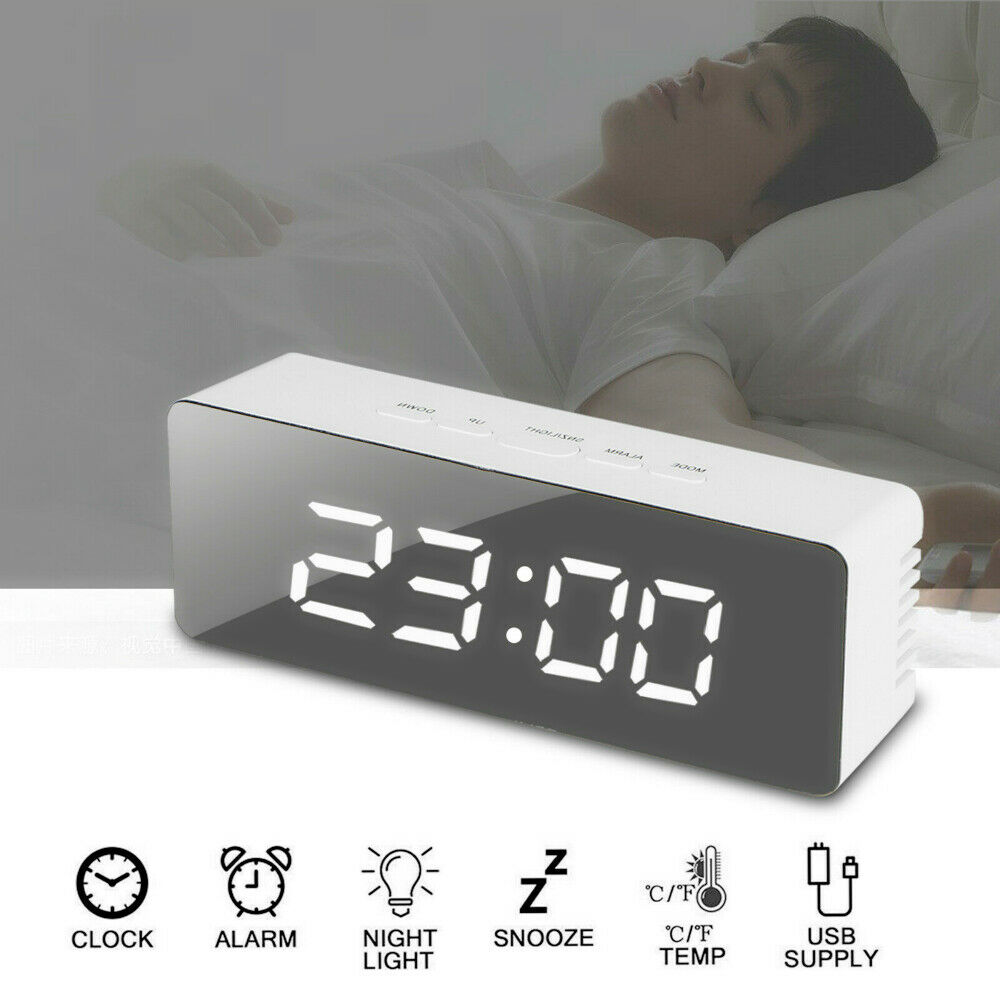 Alarm Clock Digital LED Large Display Portable Modern Battery Operated Mirror Intelligent Alarm Clock with LED Digital Screen