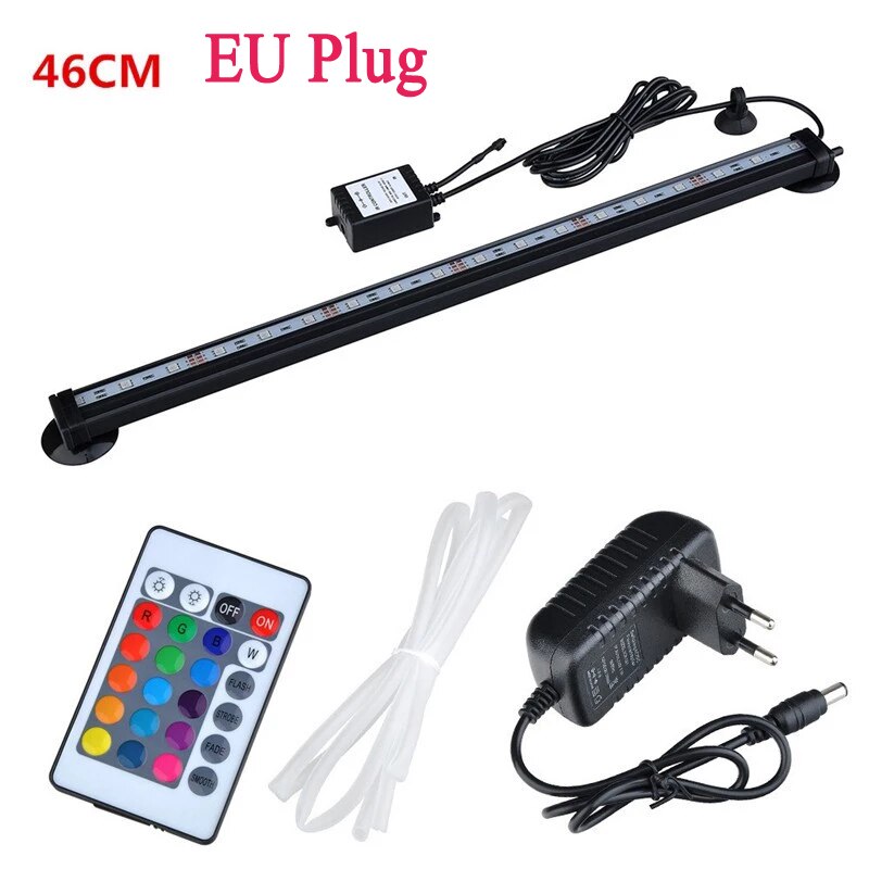 LED Air Bubble Light Aquarium Lamp Underwater Submersible Fish Tank Light Color Changing Making Oxygen Aeration tools: 46cm EU plug