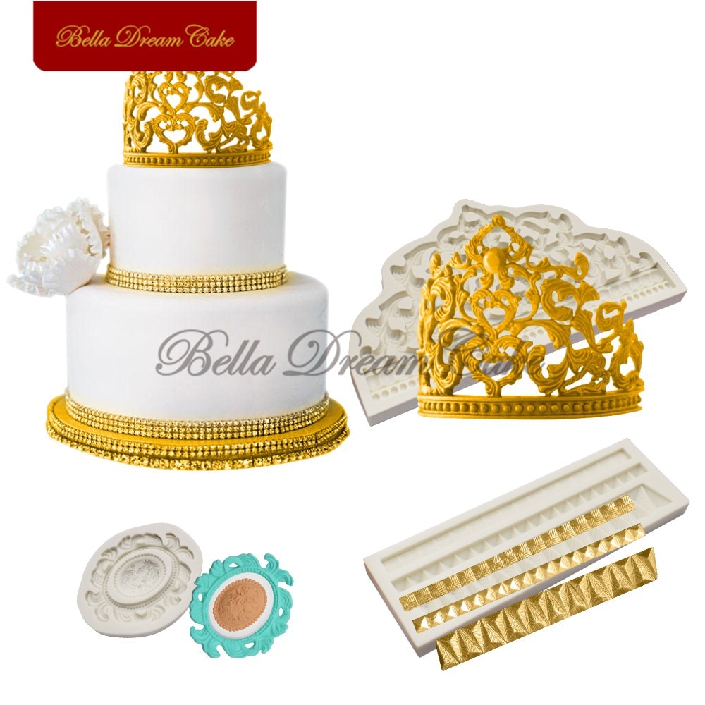 Crown Silicone Mold Cake Grens Mallen Fondant Sugarcraft Mould Voor Bruiloft Decoratie Cake Decorating Gereedschap Keuken Accessoires
