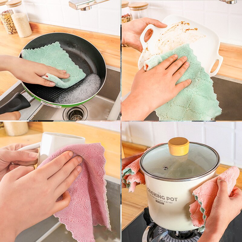 OACM 4 pçs/set Absorvente de Microfibra Toalhas de Prato Para A Cozinha Mais Grosso Micro Fibra Limpeza Limpar Mesa Casa Pano do Pó TJ1756