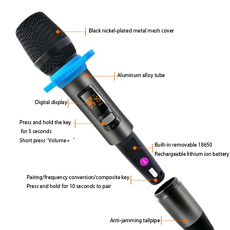 Wireless Microphone System with Receiver for Ampli... – Grandado