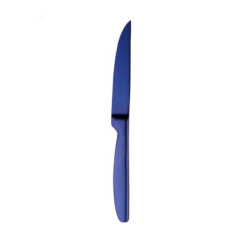 4 stk rustfritt stål regnbue frukt kniv skarpe bord kniver sett restaurant bestikk middag kniv gull kniver servise sett: Blå -4 stk