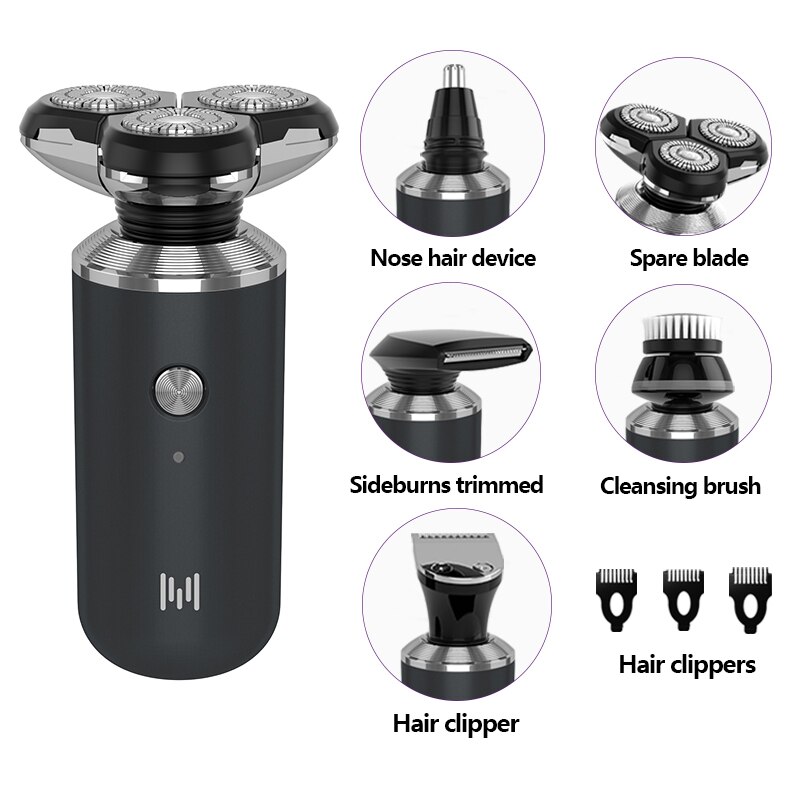 Nat Droog Elektrisch Scheerapparaat Voor Mannen Baard Trimmer Scheerapparaat Oplaadbare Kaal Scheren Machine 5 In 1 Grooming Kit: 07