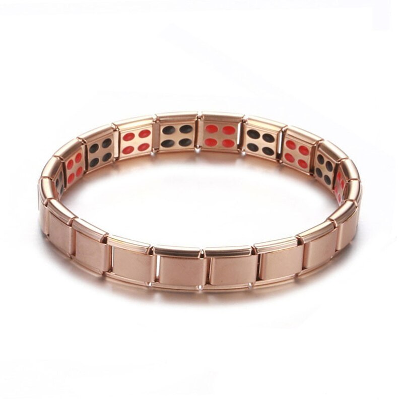 Gezondheidszorg Gewichtsverlies Magnetische Therapie Elemental Armband Artritis Pijn Gezondheid Energie Bio Magnetische Mannelijke: Rose gold double row