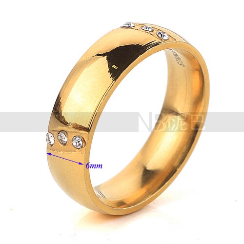 Klassieke Wolfraamcarbide Ring Elegante Goud-Kleur Pave 6 Clear Crystal Trouwringen Voor Mannen Vrouwen USA Maat standaard