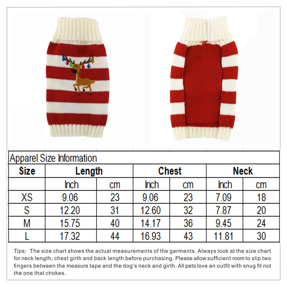 Chandail de noël en tricot | Rennes, animal de compagnie, chat chien, chiot rayé, vêtements chauds pour petits chiens, Costume Chihuahua bouledogue français