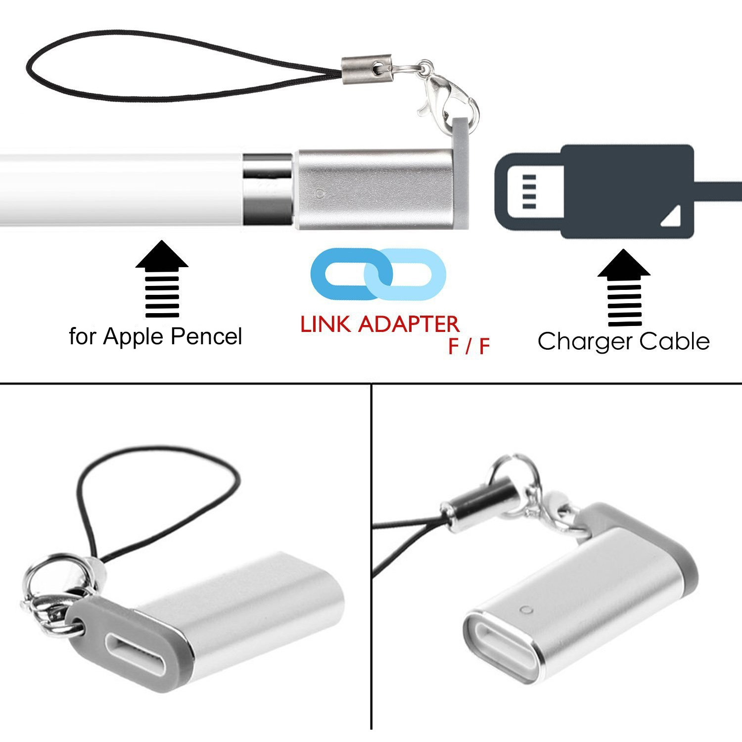 Besegad 2Pcs Charger Adapter Converter Voor Bliksem Female Naar Usb Male Extension Opladen Connector Voor Apple Ipad Pro Potlood