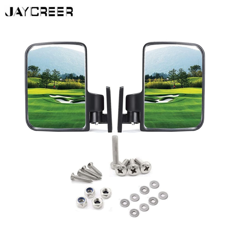 JayCreer Universal Folding Side View Mirror For Club Car, EZGO, Yamaha, Star, Zone,Tour,Sightseening Carts