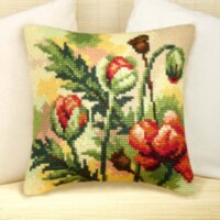 1flowers 04 DIY Needlework Kit Acrylic Yarn Embroidery Pillow Tapestry Canvas Cushion Front Cross Stitch Pillowcase-