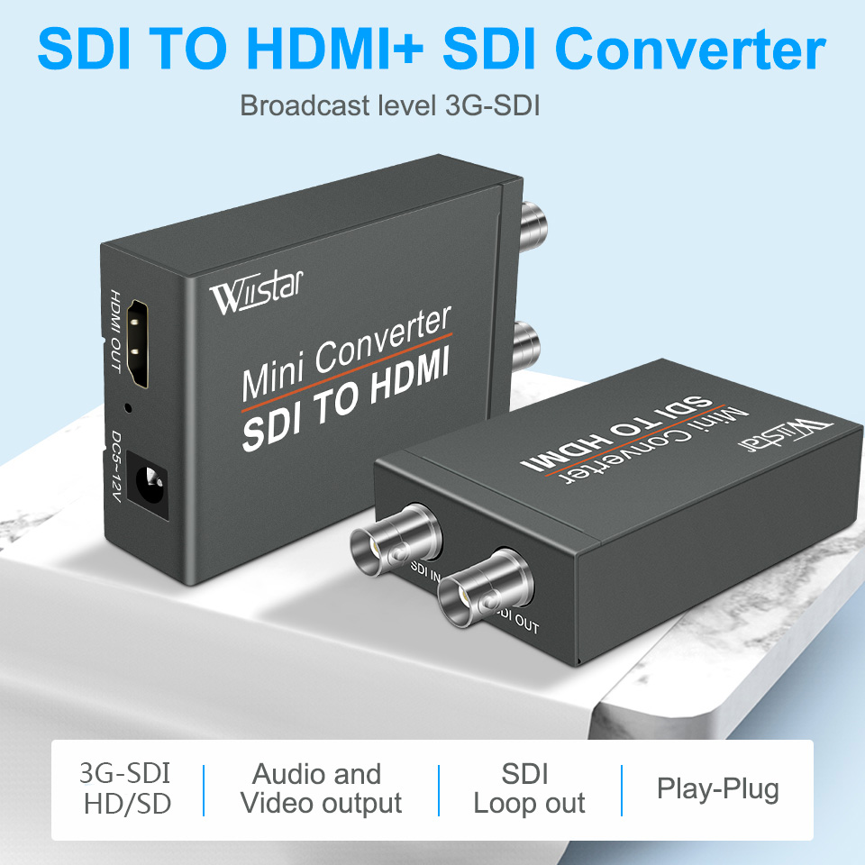 SDI naar HDMI Converter Adapter 1080P HD 3G SDI NAAR HDMI/SDI Monitor met voedingskabel