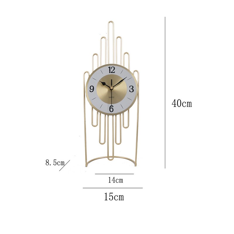 ZGXTM Golden Iron Desktop Clock Desktop Clock Desk Clock Living Room Study Pendulum Clock Desktop Ornament: 004 white