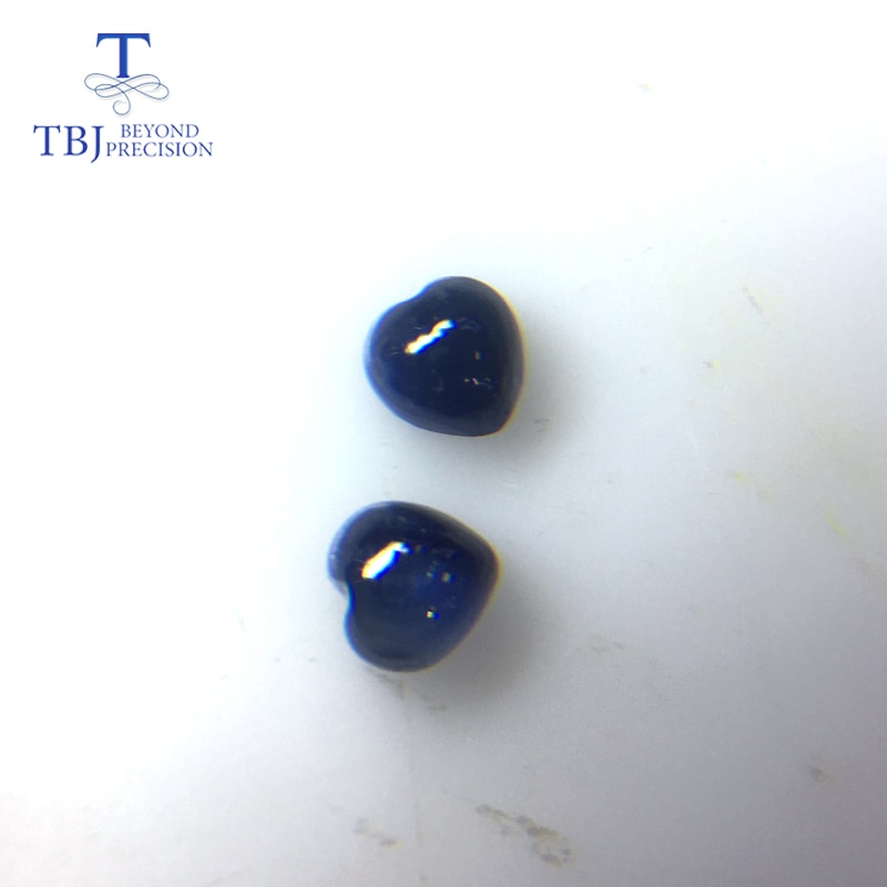 TBJ-forme de cœur en saphir naturel, bleu de 4mm,2 pièces en un lot, poids 0.85 ct par lot. Bijoux à bricoler soi-même.