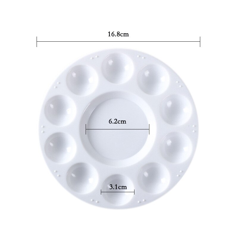 5 stk hvit plastpalet, rund form malingsbrett for å holde og blande farger for akryl olje håndverk diy kunstmaling