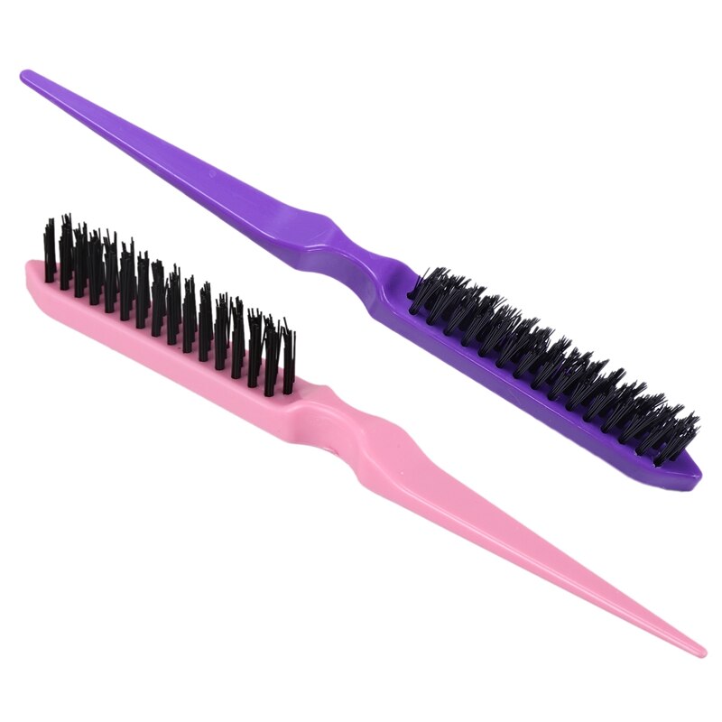 2 stk pro salong frisør erting tilbake hår gre børste slim line styling kam - lilla og rosa