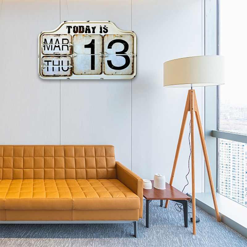 L21A Retro Bureau Metalen Flip Kalender Aangepast Staande Vintage Bureau Kalender Room Decor Perpetual Kalender Voor Thuis