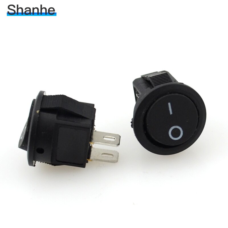 5pcs Small Round Black 2pin Rocker Switch Seesaw Power Switch 3A 250V 6A 125VAC