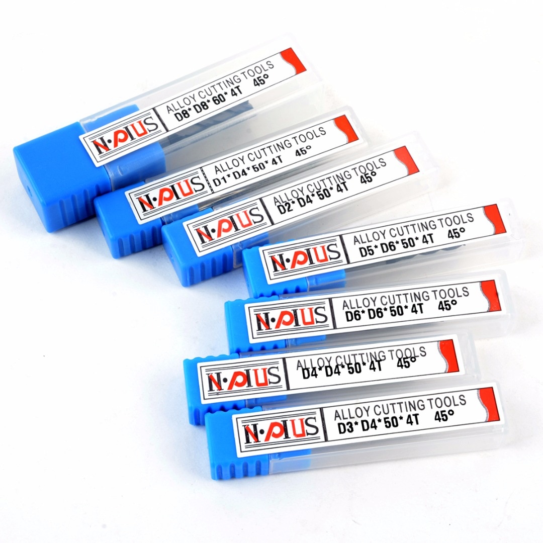 7pcs Tungsten Carbide 4 Fluiten End Mill Set 50 Graden CNC Frees Elektrisch Gereedschap 1/2/ 3/4/5/6/7/8mm