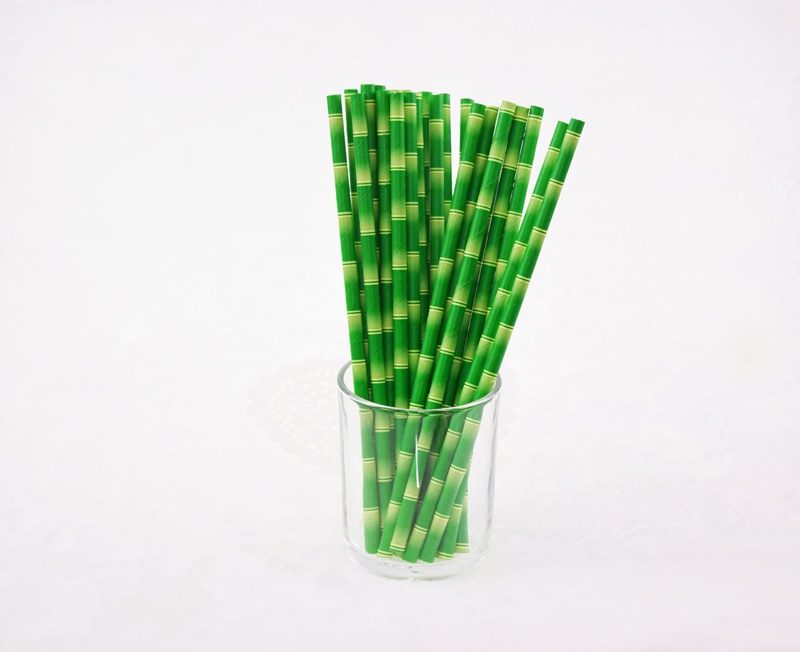 50 stuks/partij papieren rietjes, bamboe print tiki papieren rietjes, hawaiiaanse jungle luau gekleurde patroon weckpot rietjes bulk kerst