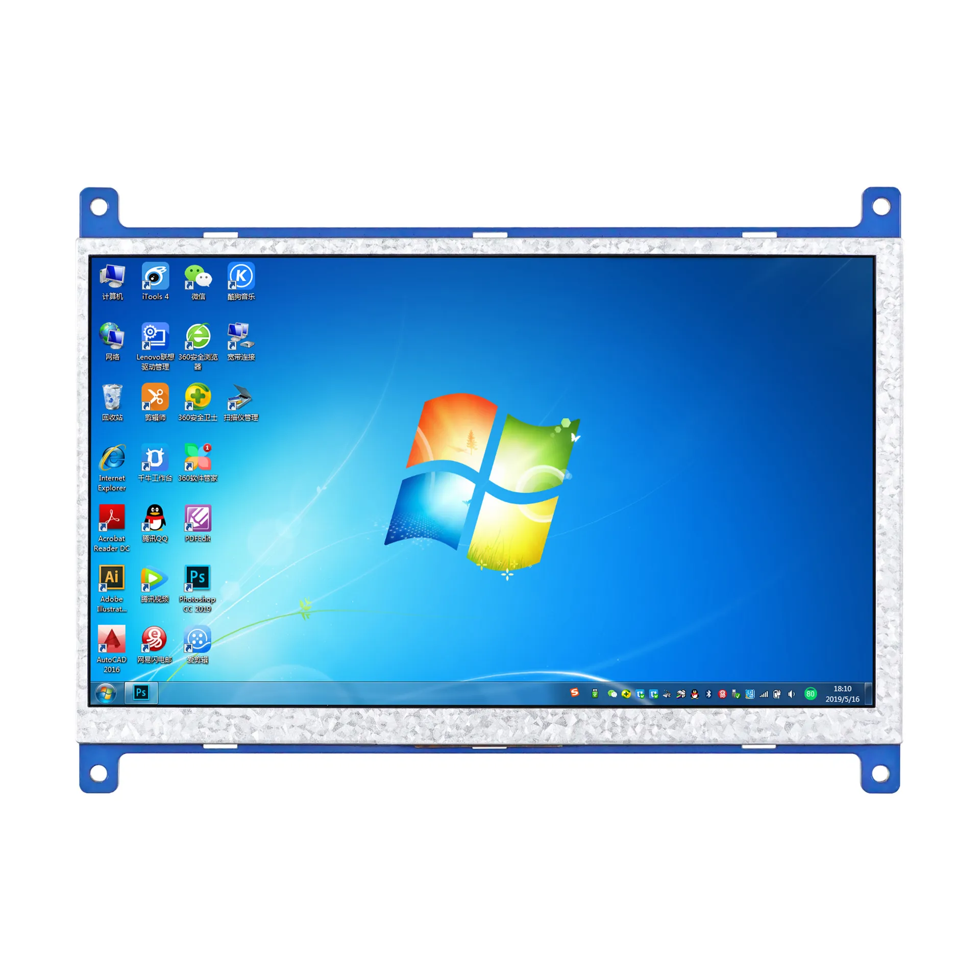 1024 x 600 tragbares 7-Zoll-Touch-HDMI-Display, Touchscreen-Panel, HDMI-Himbeer-Display, LCD-DIY-Monitor, HD-Display, PC-Monitor, IPS: Black