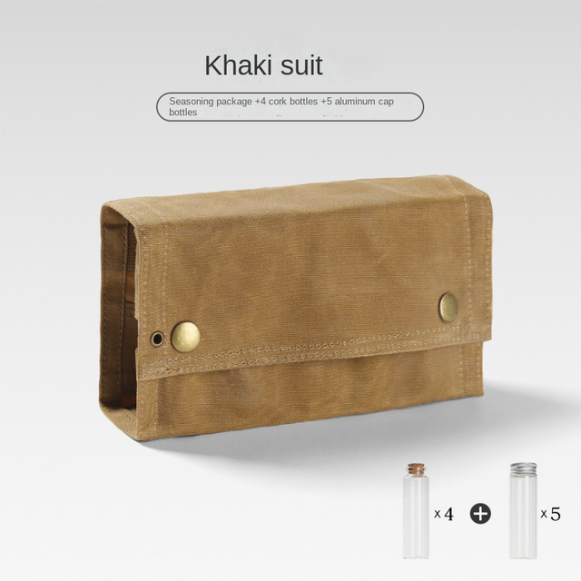 draussen Camping würzen flasche lagerung tasche freies 9 glas gewürz flasche Grill gewürz flasche combo einstellen leinwand tasche: khaki