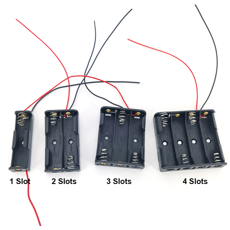 5 uds 1, 2, 3, 4 puertos de ranuras AA 2AA 3AA 4AA 1,5 v 3v 4,5v 6v tamaño caja de almacenamiento de batería soporte 3Xaa 2xaa aa con cables h