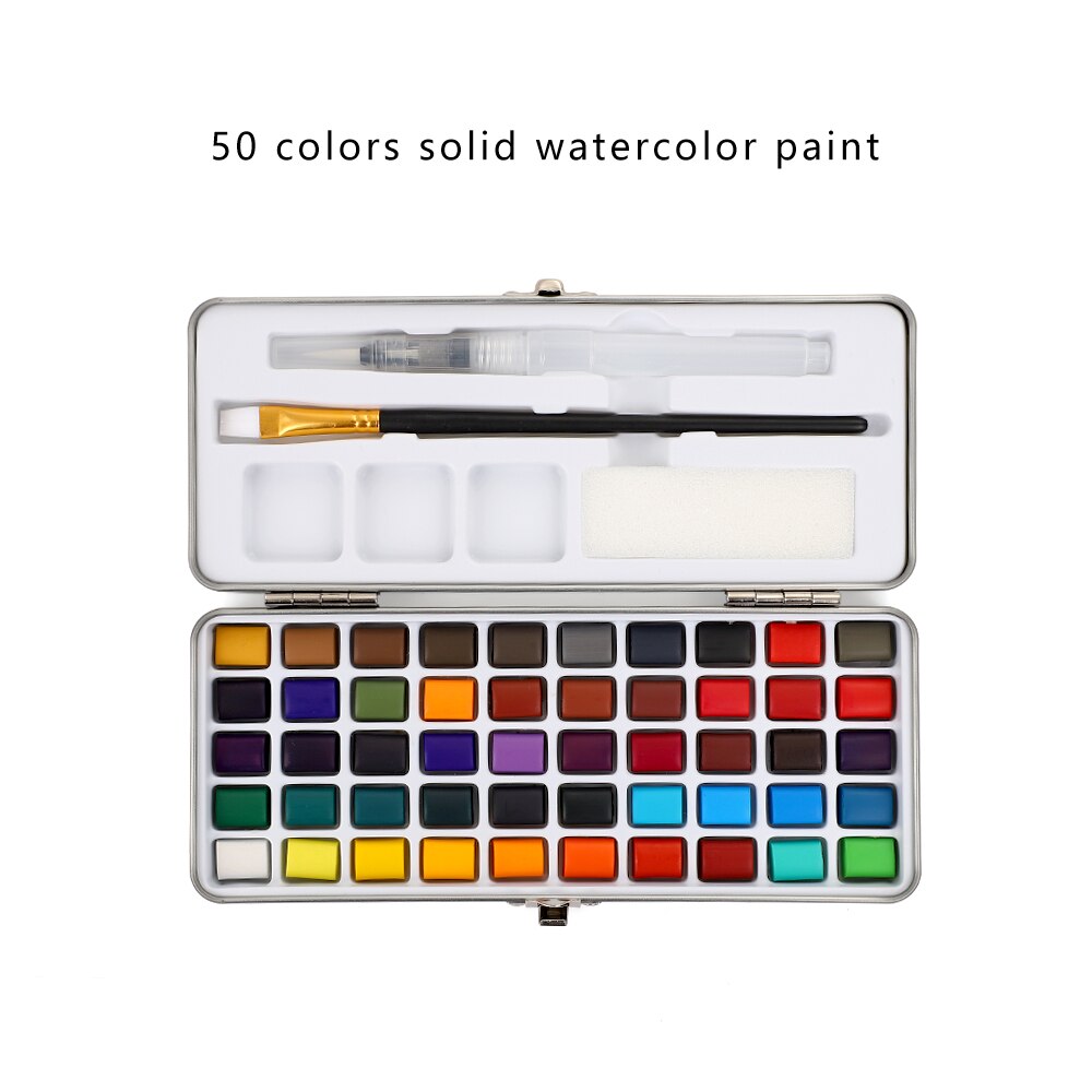 Jianwu ART5 Hoge 50-Kleur Solide Aquarel Verf Doos Draagbare Borstel Pen Olie Verf Artistieke Schilderen Leveringen: 50 colors