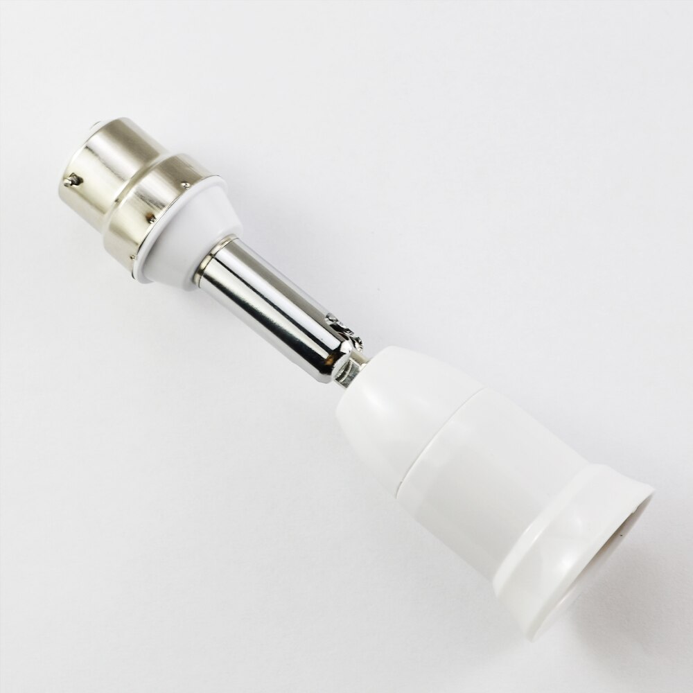 Fleksibel  e27 to b22 led lampe sokkel pæresokkel med 10cm forlengelseslysholder omformere pc+ aluminium hvit
