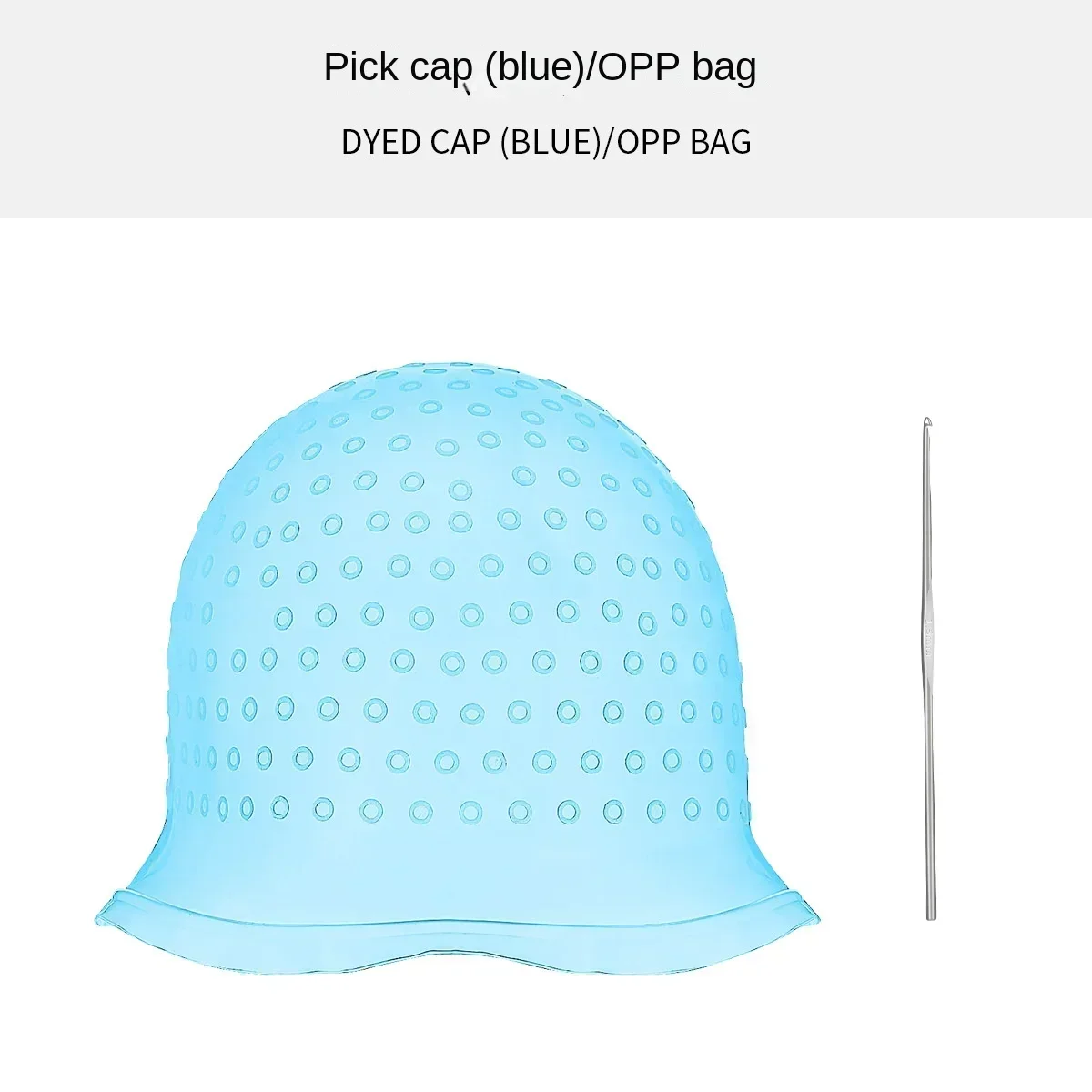 Gorro para teñir el cabello de silicona para salón, aguja reutilizable para teñir el cabello, sombrero para glaseado, tinte, herramienta de peinado, accesorios para el hogar: Azul