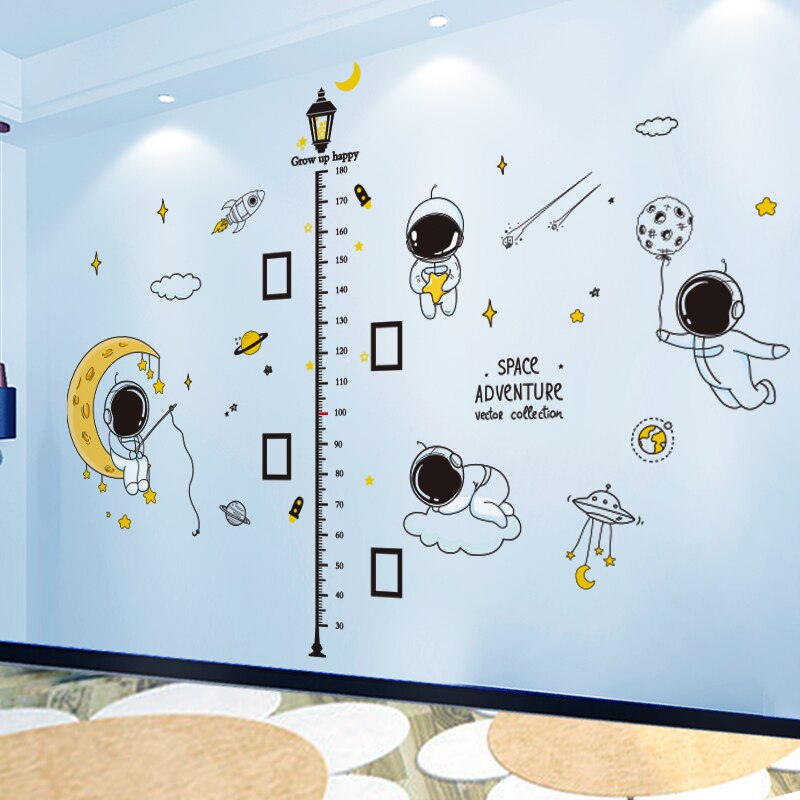 [shijuehezi] katuvalo seinätarrat tee itse korkeusmittaus seinätarrat lastenhuoneisiin vauvan makuuhuoneen sisustukseen: Korkeus ja astronautti