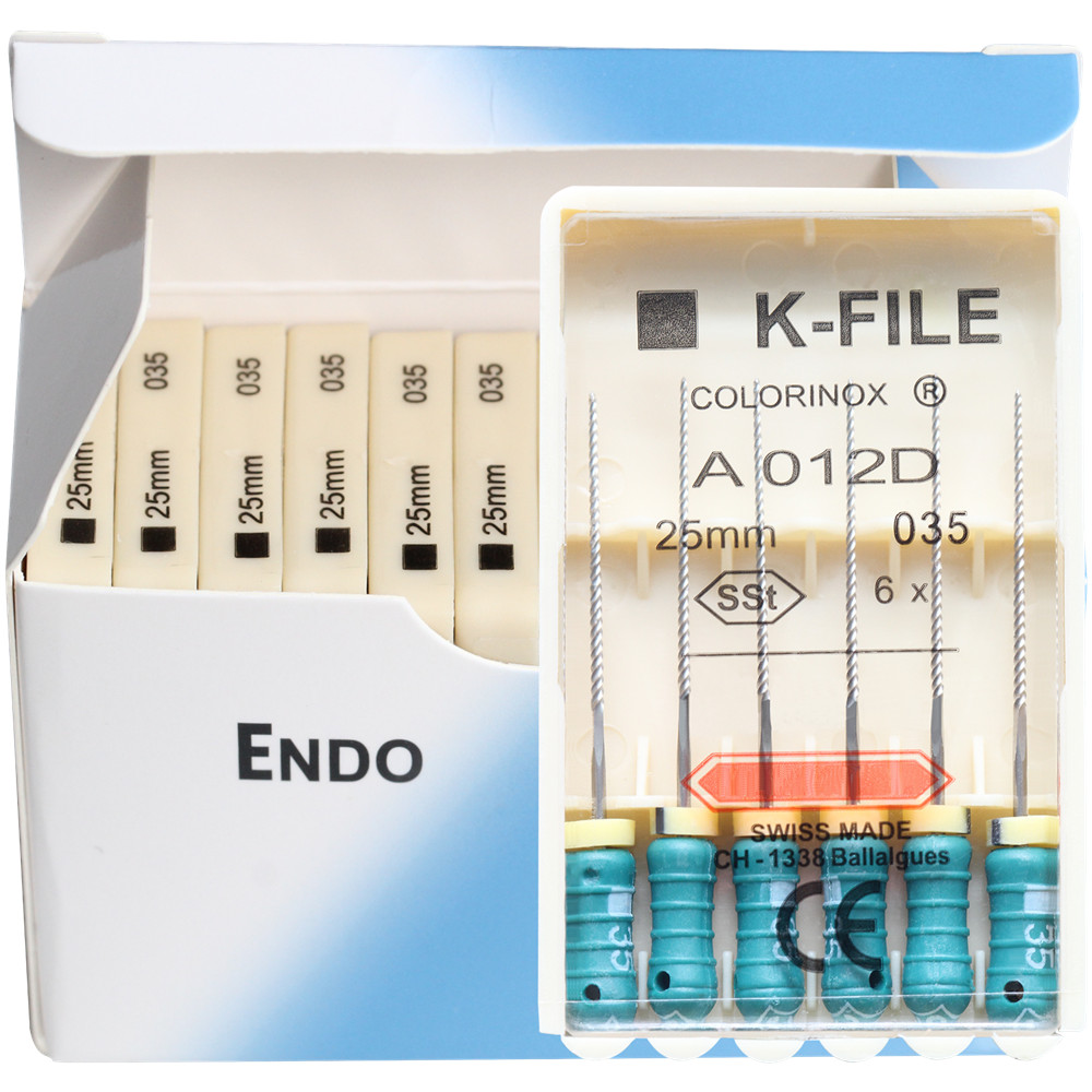 K-FILE Dental de acero inoxidable, limas de Endodoncia de uso manual, productos de laboratorio de odontología, 21/25/31mm, 10 paquetes/caja: Marfíl