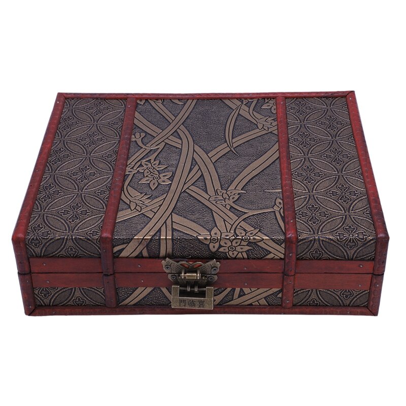 Caja de madera para guardar joyas, caja grande de madera Vintage con cerradura de Metal, de boda, embalaje, decoración Manual para escritorio: type 3
