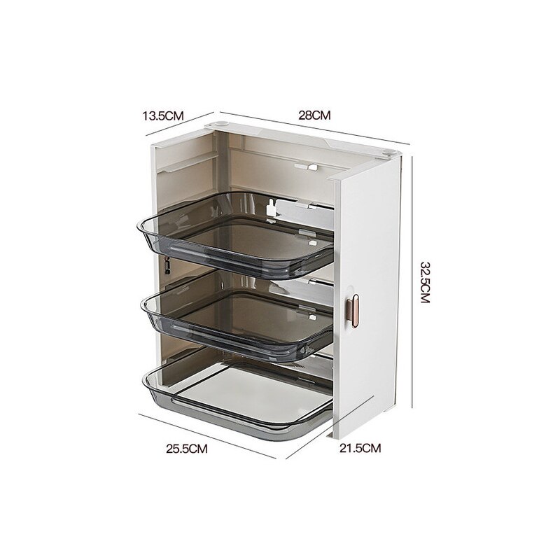 Kitchen Preparation Plate Organizer 6-Layer Cooking Dishes Tray Multi-Functional Wall Mount Racks Kitchen Organizer Storage Box: 3 Layer-White-B