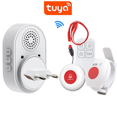 Topvico Smart WiFi Panic Button For Elderly SOS Alarm Wireless Caregiver Pager Fall Alert Emergency Call Alexa Google Home Tuya: WHITE