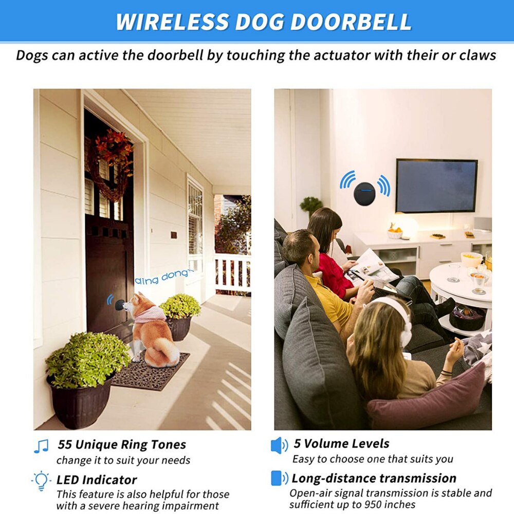 Hond Communicatie Deurbel Hond Draadloze Deurbel Smart Waterdichte Touch Deurbel Voor Hond Puppy Training Knop