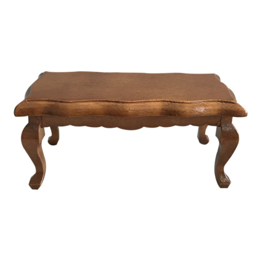 1/12 Dollhouse Miniature Mini Wooden Coffee Table Simulation End Table Furniture Toys for Doll House Decoration Accessories#4: F
