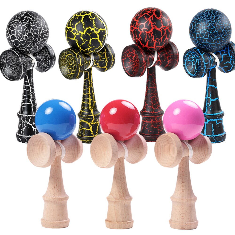 Kids Adult Kendama Wooden Toy 18CM PU Paint Crack Kendama Skillful Juggling Ball Traditional Game Toy Outdoor Sport