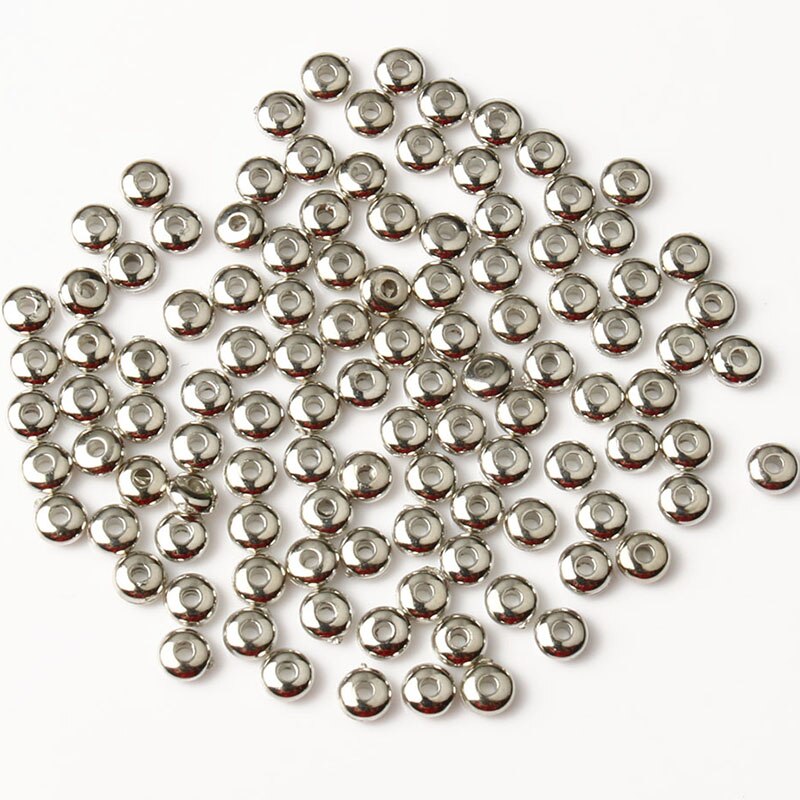 4/6mm CCB breloque entretoise perles roue perle plate ronde perles en vrac pour la fabrication de bijoux Bracelet à bricoler soi-même résultats fournitures perle acrylique: rhodium / 4x2mm 400pcs